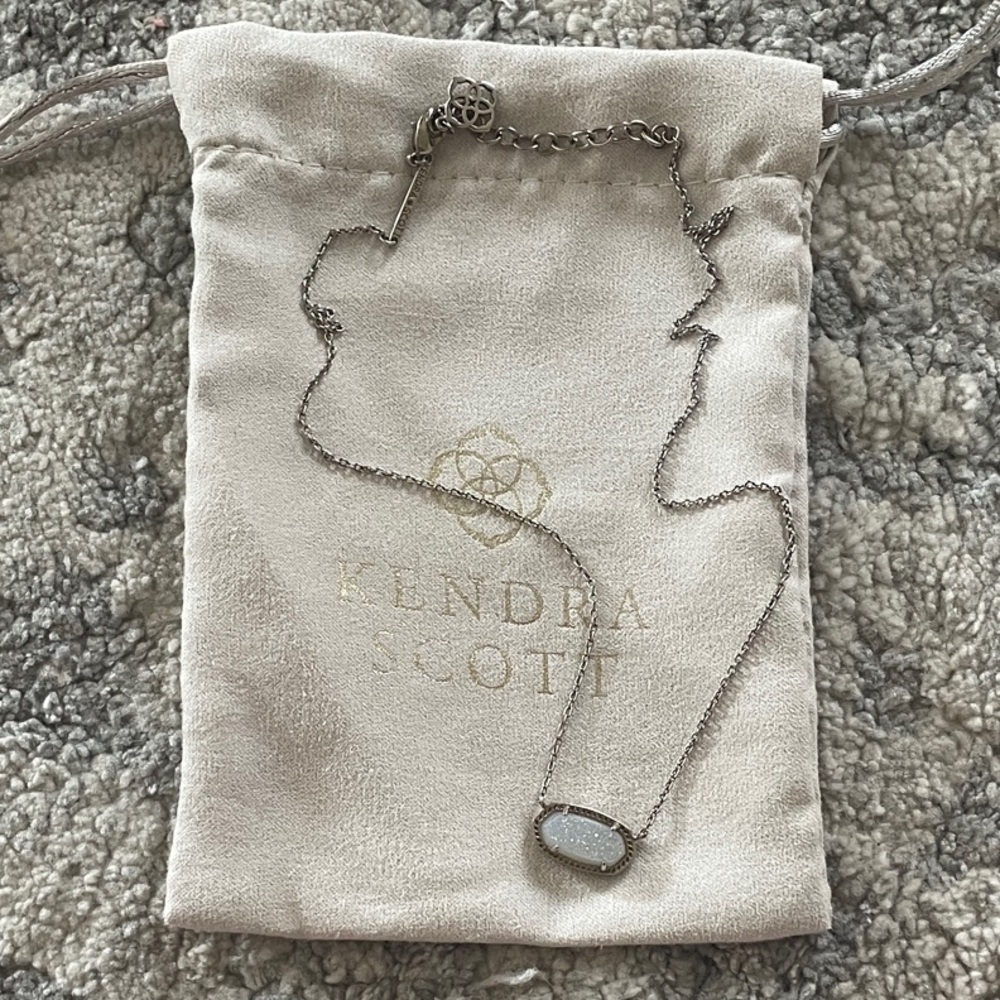 Kendra Scott Silver Necklace with Opalescent Pendant